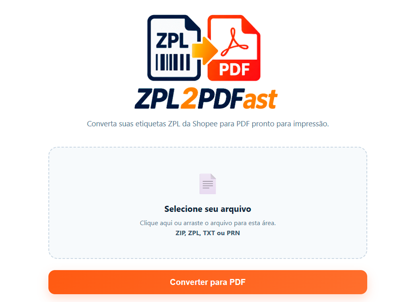 Tela do ZPL2PDFast